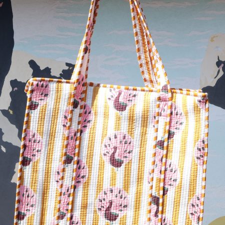 Goa Borsa in Cotone Trapuntato Pavoni  - Multicolor  (40x47x12 cm, cotone)
