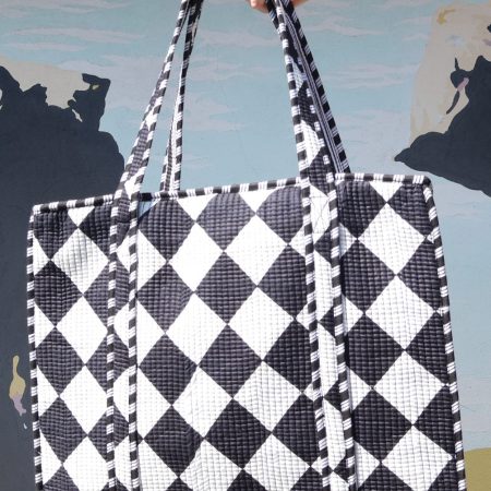 Goa Artigianale in Cotone Trapuntato Rombi neri - Multicolor  (40x47x12 cm, cotone)