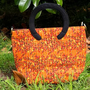 Kanta Borsa a Mano Artigianale in Cotone - Arancio Jaipur (27x30x9 cm, cotone)