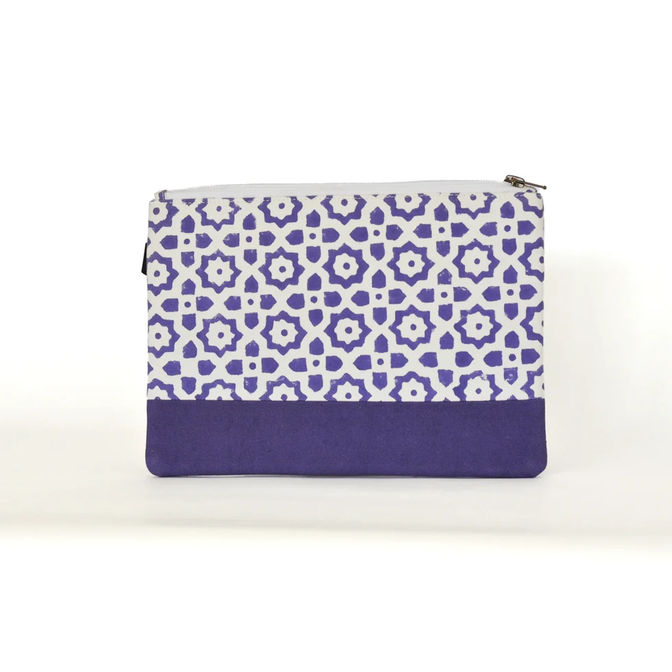 Pochette in cotone medio Anoki – Viola con manico in ecopelle
