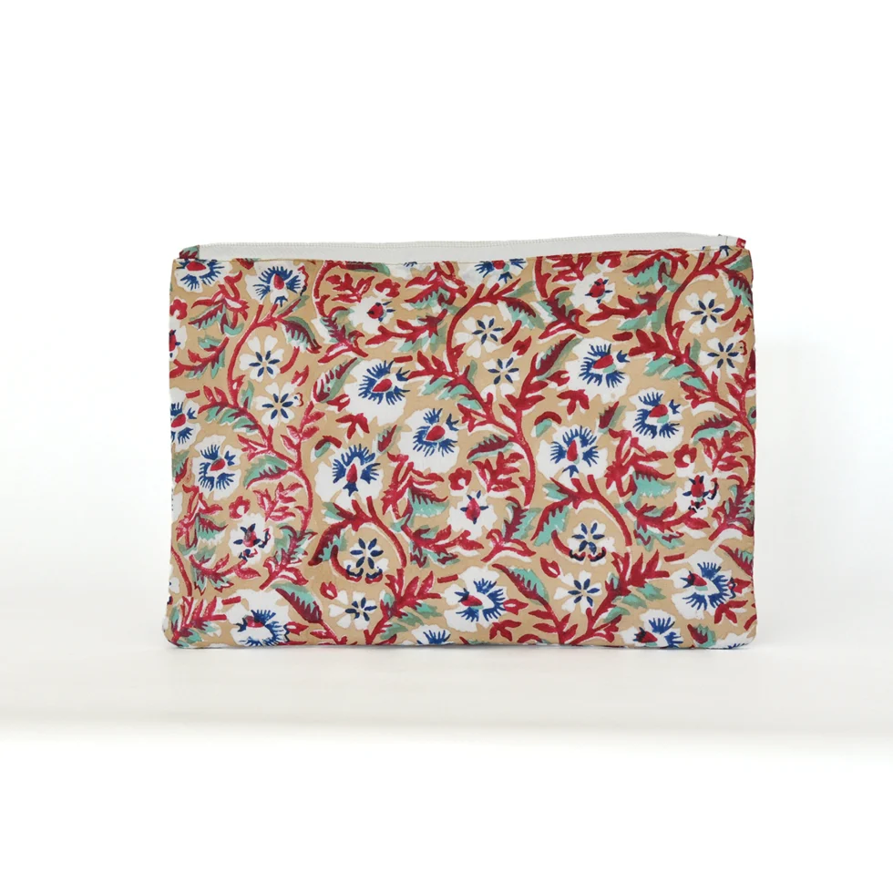 Anoki Pochette L cotone rosso marrone 28×20 cm Peso: 52gr