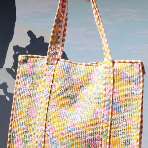 Goa Borsa Artigianale in Cotone Trapuntato Natura - Multicolor  (40x47x12 cm, cotone)