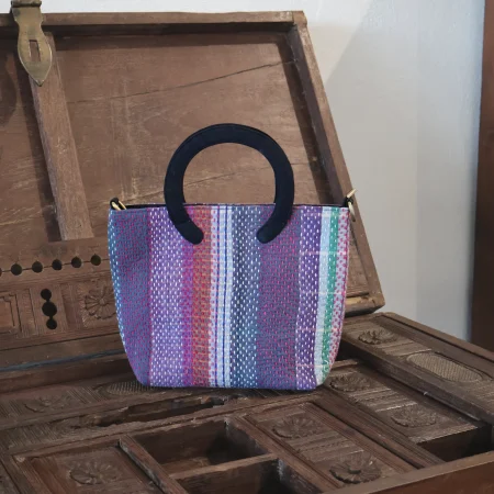 Kanta Borsa a Mano Artigianale in Cotone - righe Jaipur (27x30x9 cm, cotone)