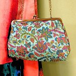 Borsa Clutch Rani in Seta Indiana Verde acqua – con Tracolla Removibile