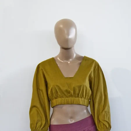 Crop top con maniche lunghe in cotone